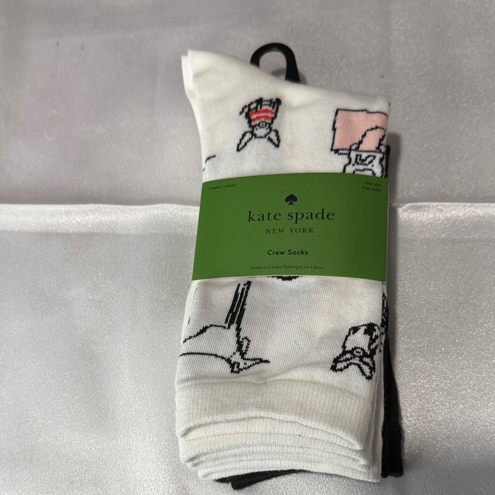 Kate spade socks long 3 pairs white and black